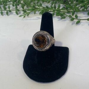 Premier Designs Jewelry Brown Mink Two Tone Statement Silver Gold Ring Sz 8.5